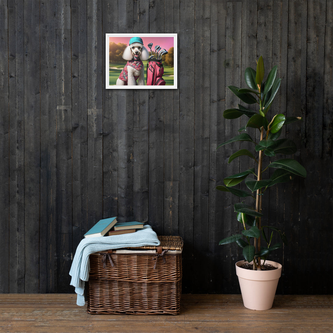 Poodle Golfer- Framed canvas v5