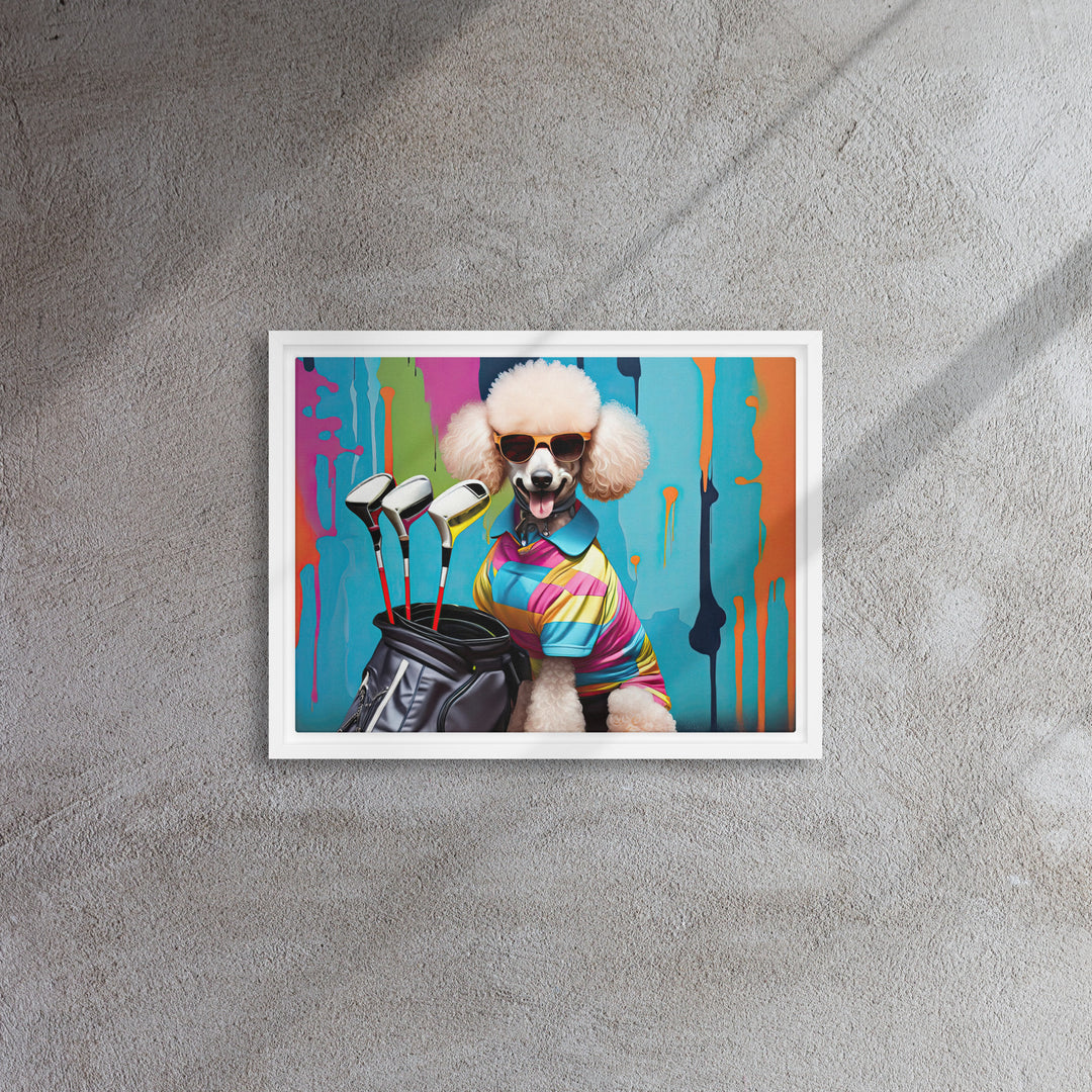 Poodle Golfer- Framed canvas v4