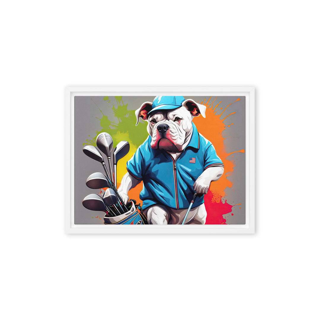 Bulldog Golfer- Framed canvas v2