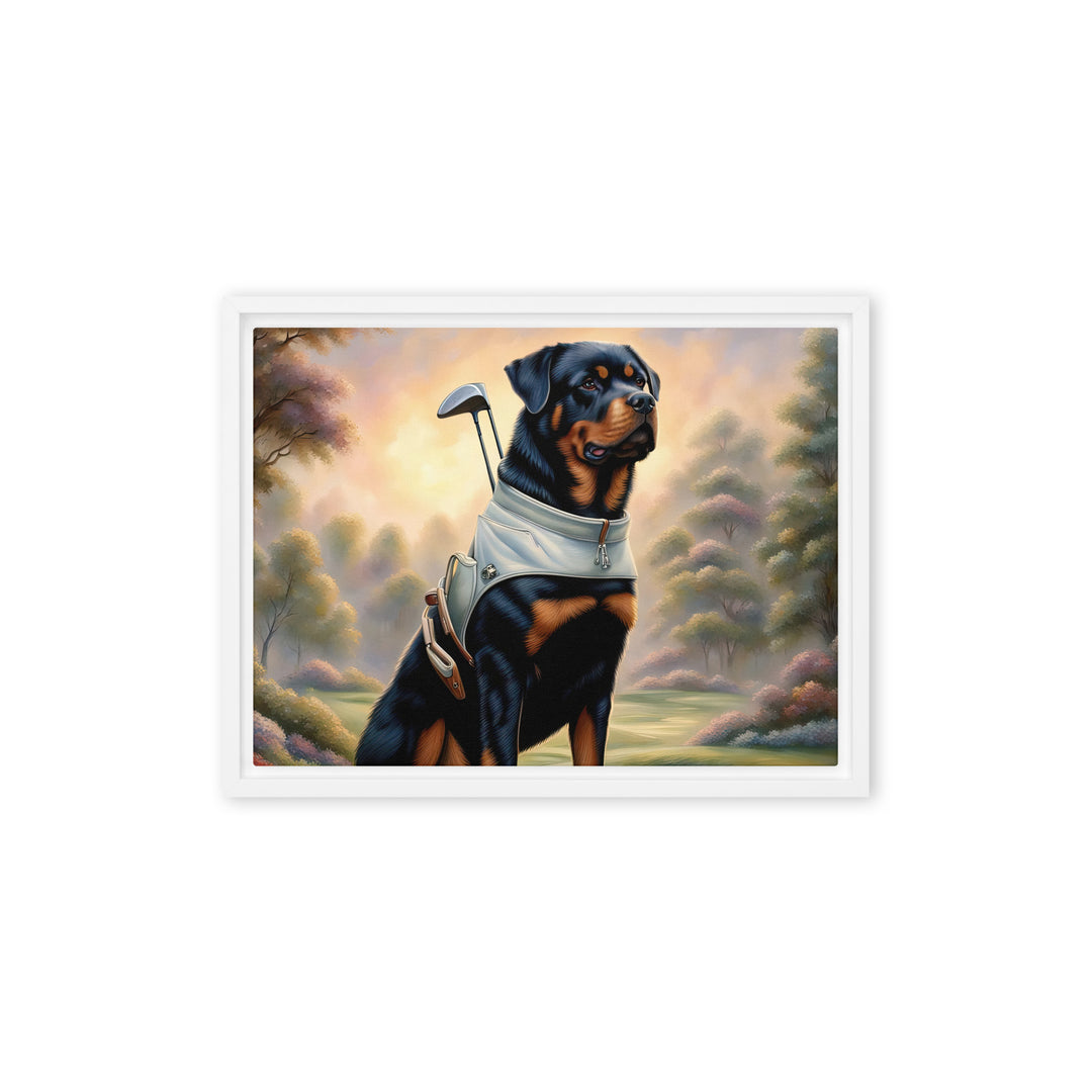 Rottweiler Golfer- Framed canvas v2