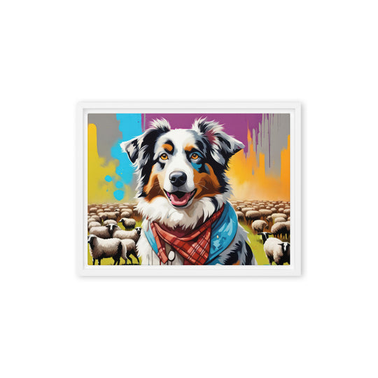 Australian Shepherd- Framed canvas v3