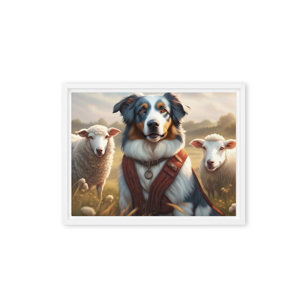 Australian Shepherd- Framed canvas v4