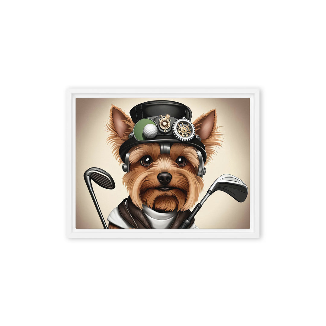 Yorkshire Terrier Golfer- Framed canvas v3