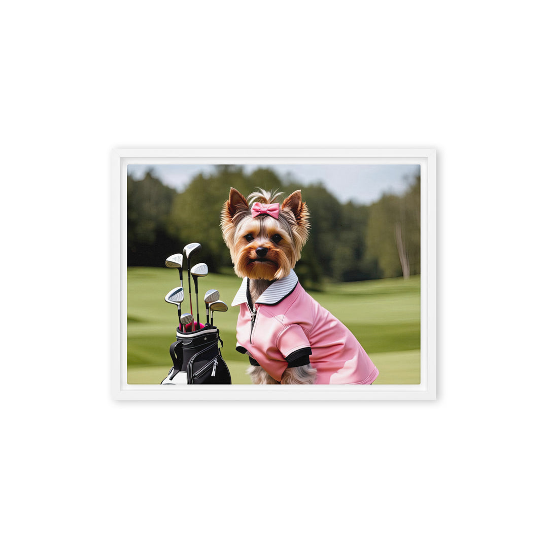 Yorkshire Terrier Golfer- Framed canvas v2