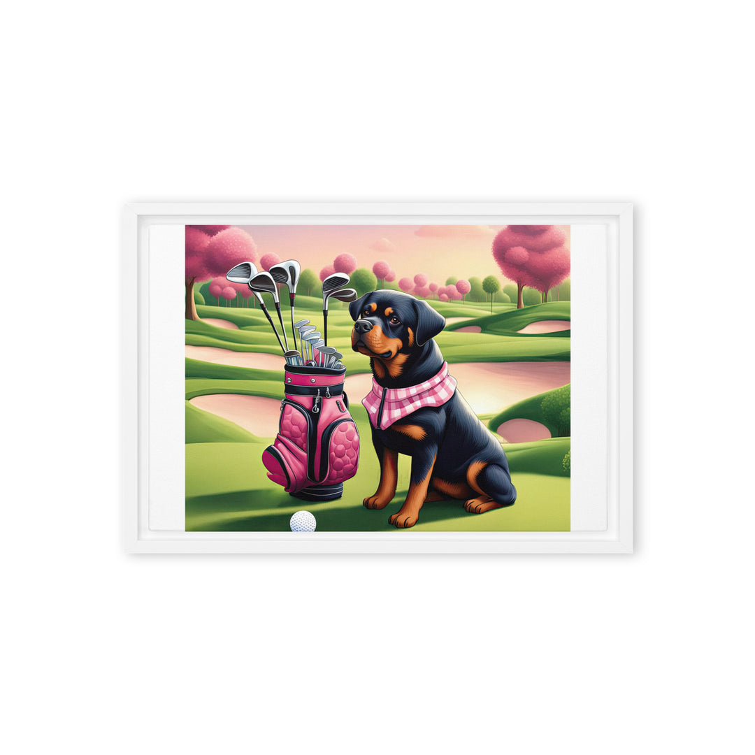 Rottweiler Golfer- Framed canvas
