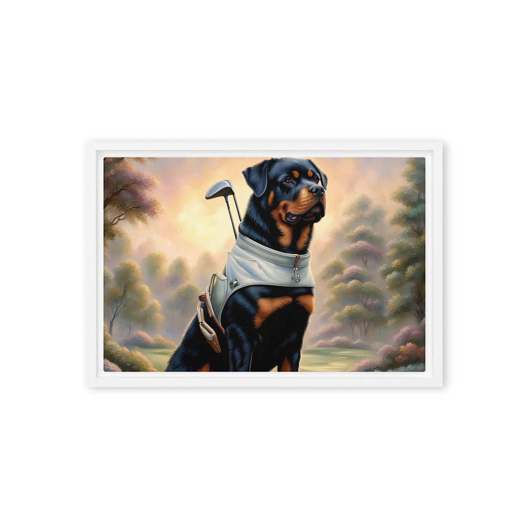 Rottweiler Golfer- Framed canvas v2