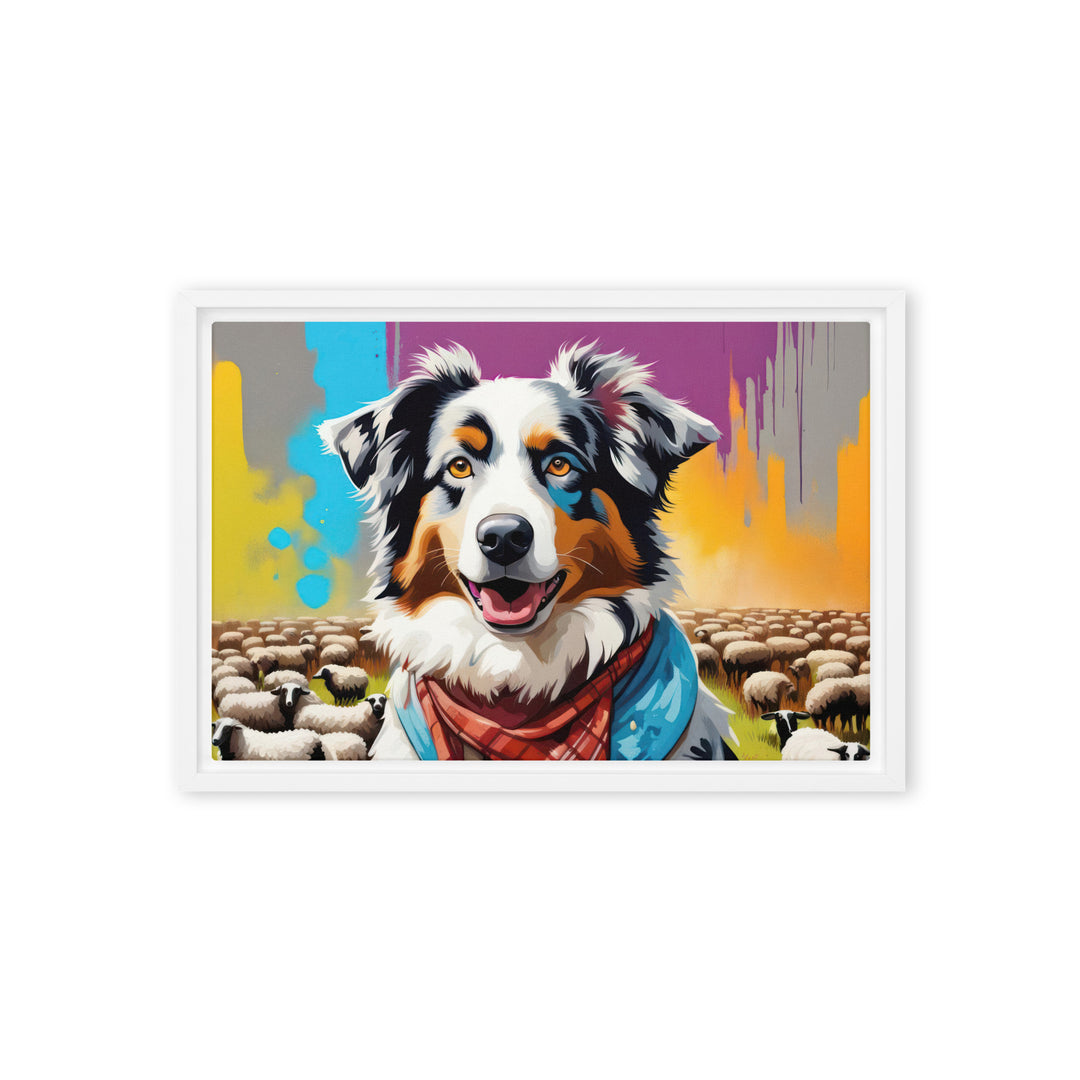 Australian Shepherd- Framed canvas v3