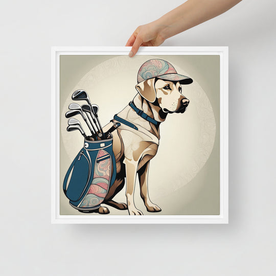 Framed canvas-Labrador Retriever Golfer