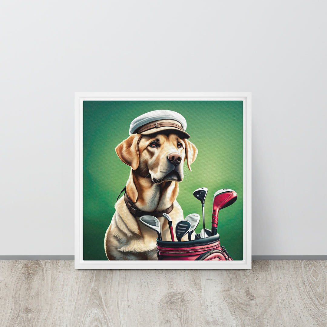 Framed canvas-Labrador Retriever Golfer V3