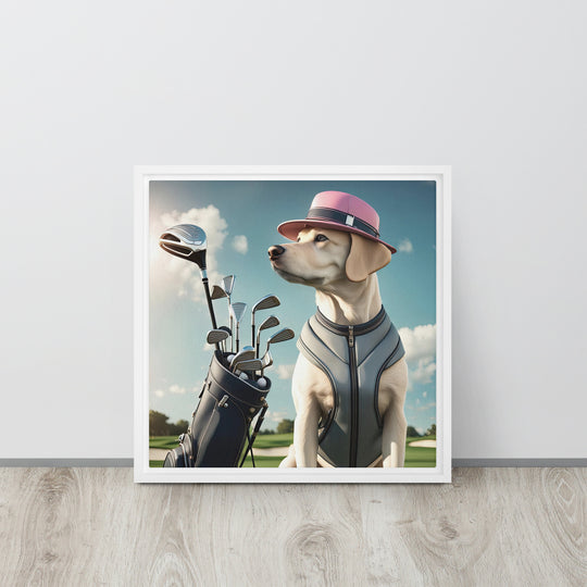 Framed canvas-Labrador Retriever Golfer V4