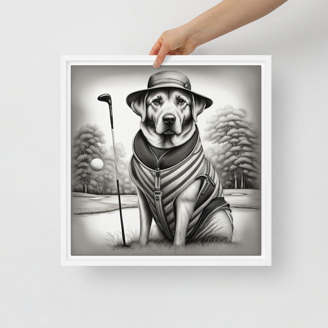 Framed canvas-Labrador Retriever Golfer V7