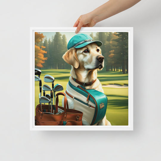 Framed canvas-Labrador Retriever Golfer V10