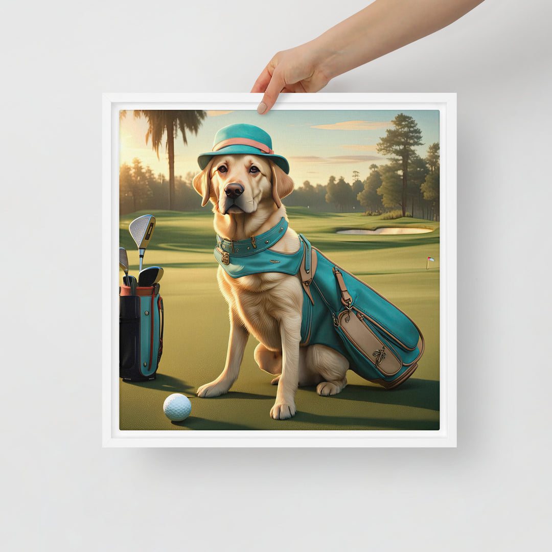 Framed canvas-Labrador Retriever Golfer V12