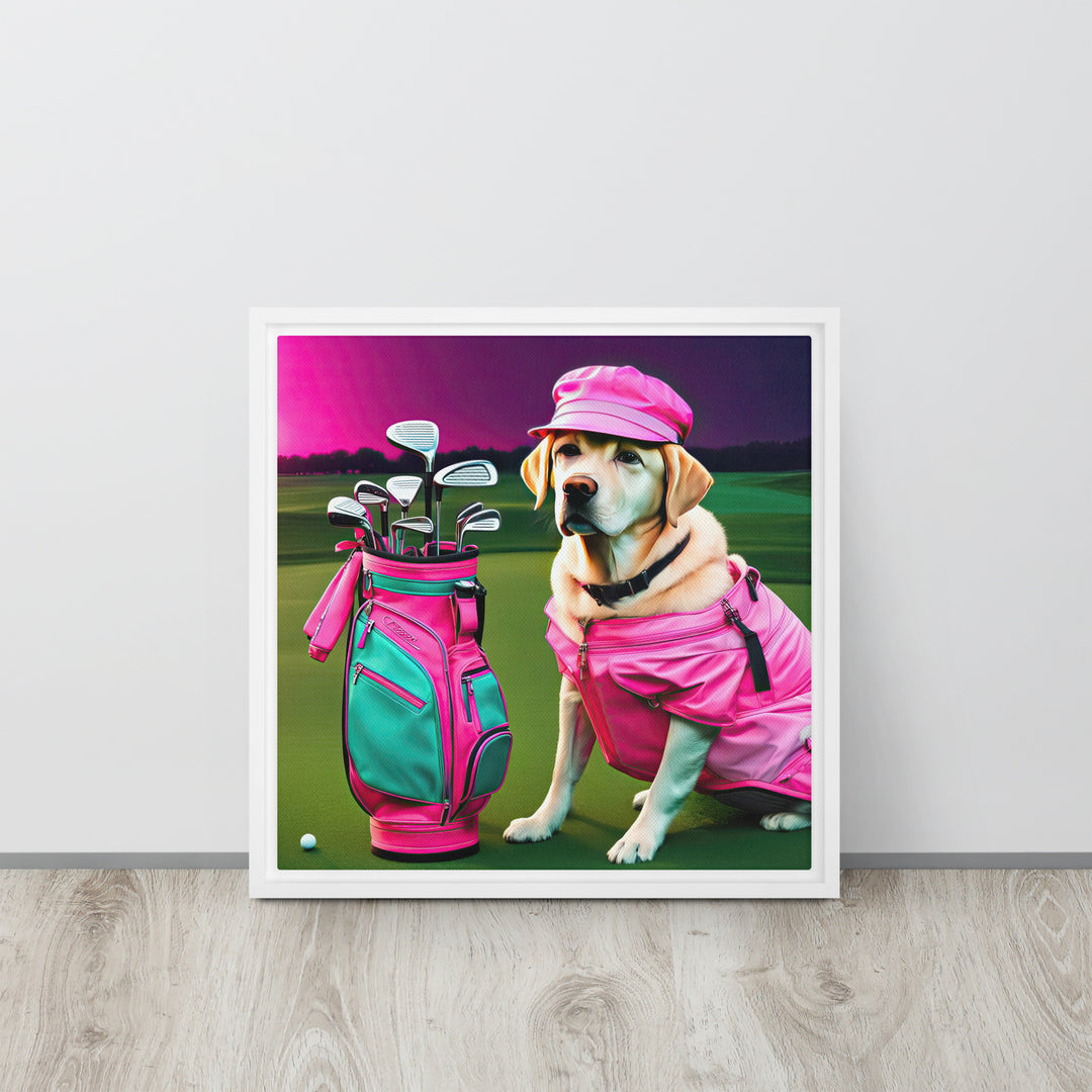 Framed canvas-Labrador Retriever Golfer V17