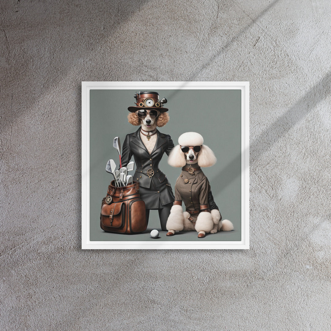 Poodle Golfer- Framed canvas v2
