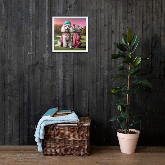 Poodle Golfer- Framed canvas v5