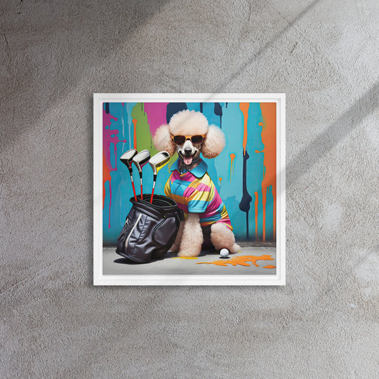 Poodle Golfer- Framed canvas v4