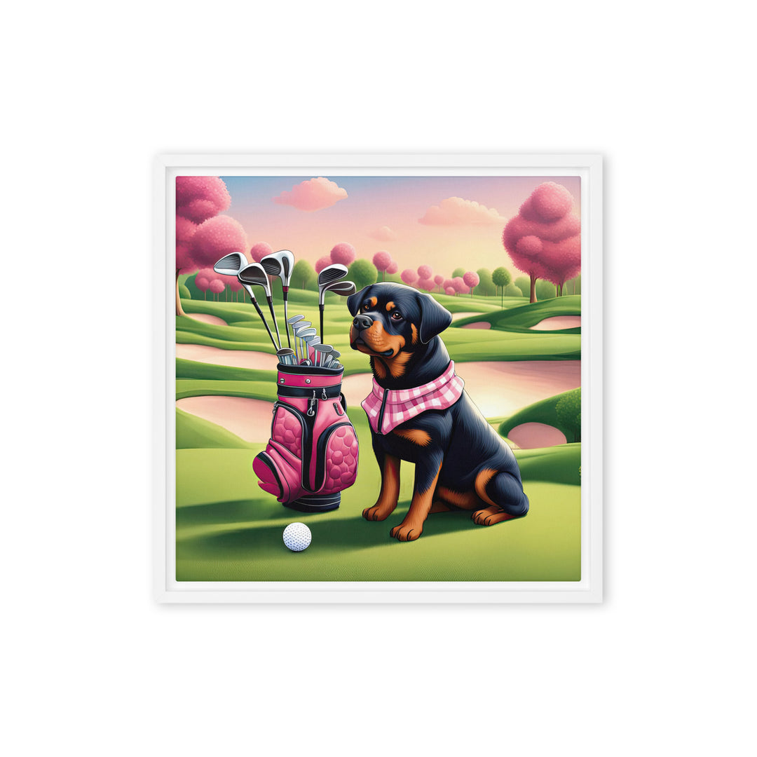 Rottweiler Golfer- Framed canvas