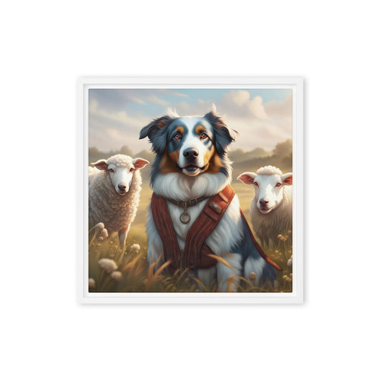 Australian Shepherd- Framed canvas v4