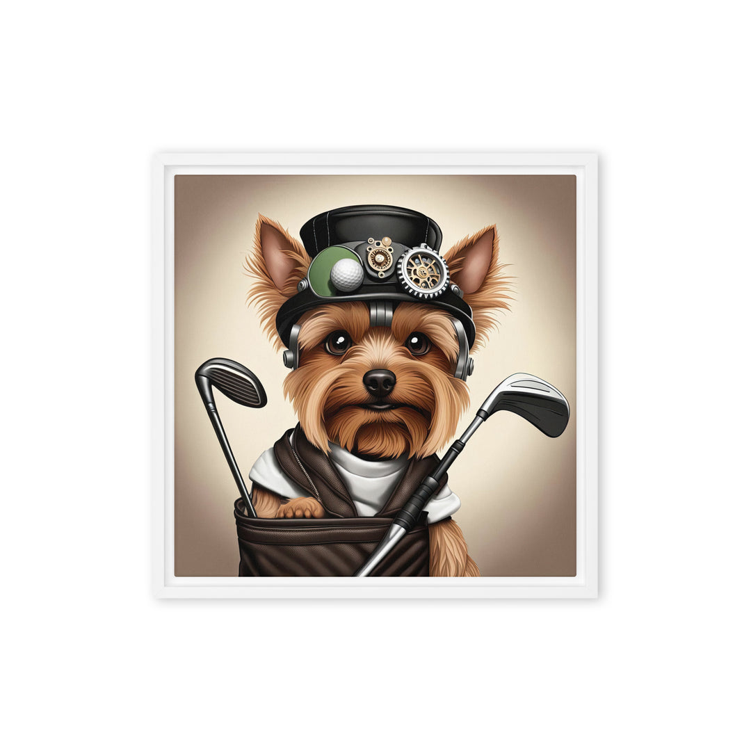 Yorkshire Terrier Golfer- Framed canvas v3