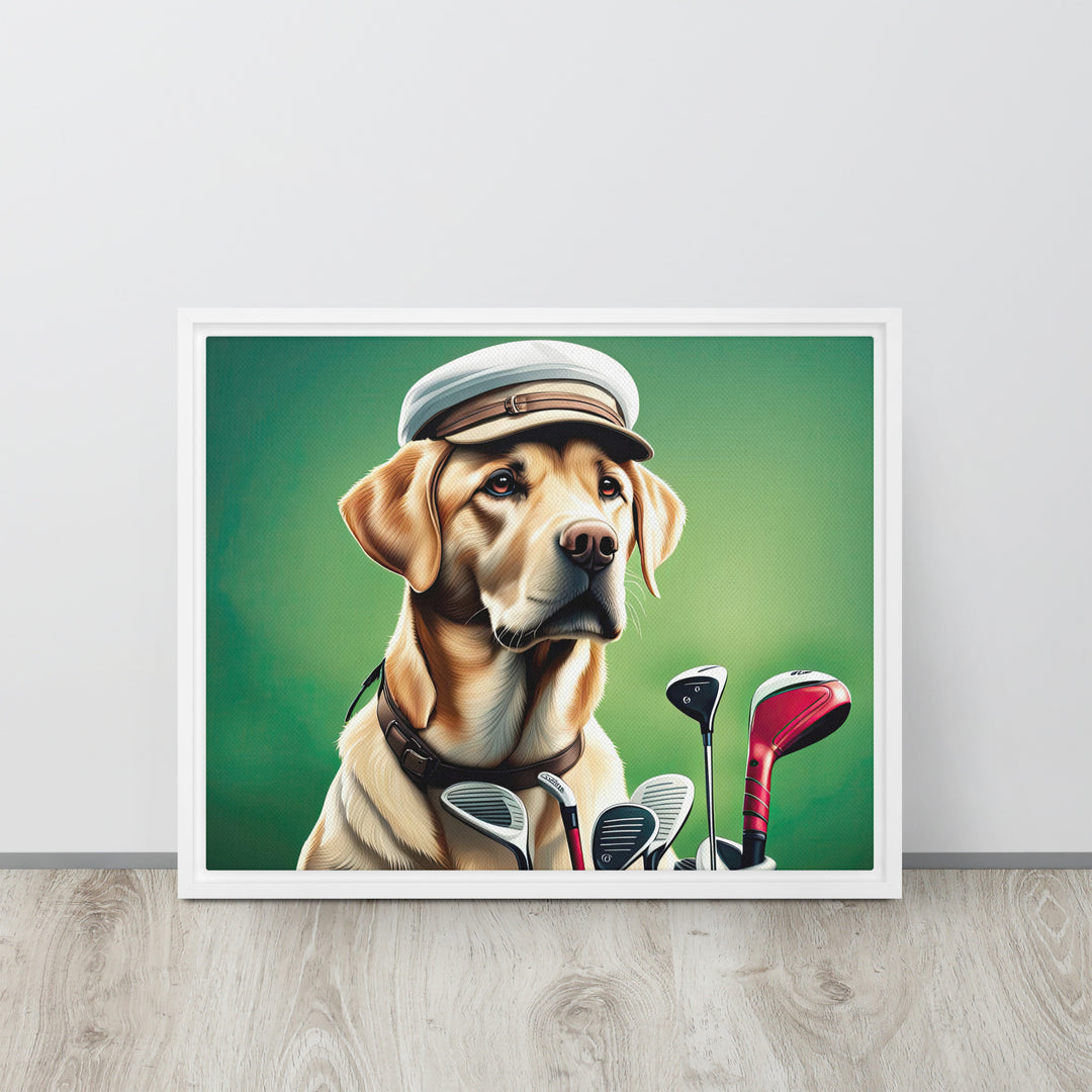 Framed canvas-Labrador Retriever Golfer V3