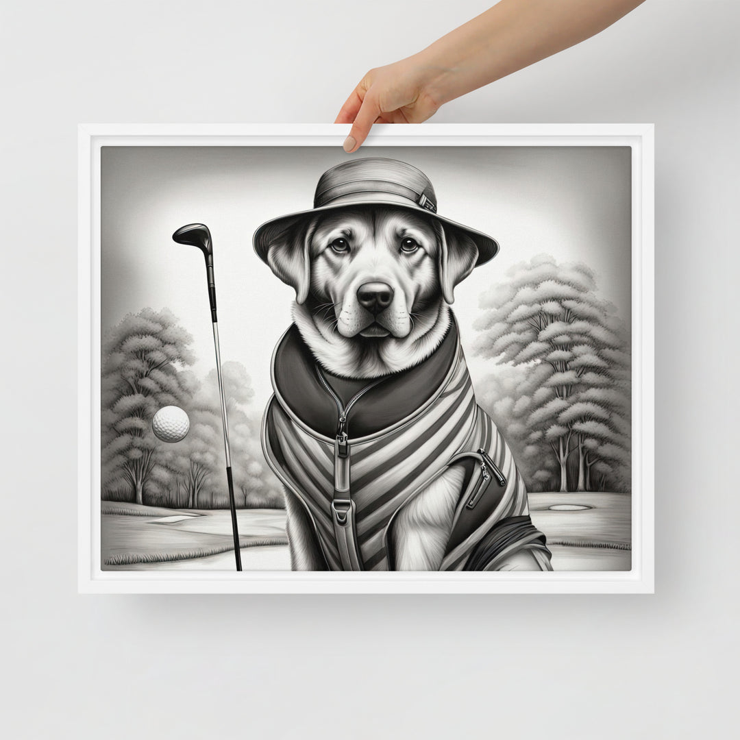 Framed canvas-Labrador Retriever Golfer V7