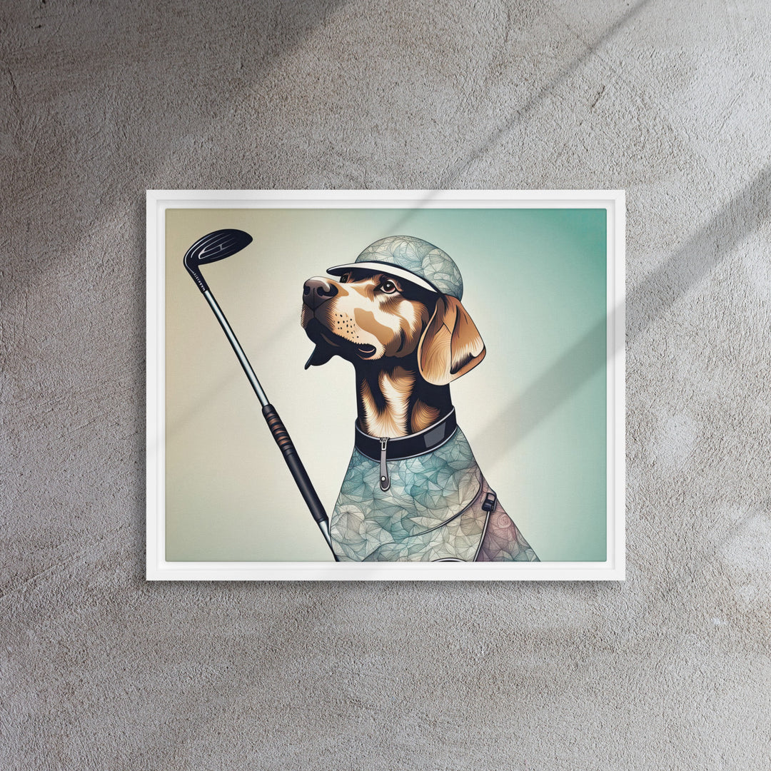 Framed canvas-Labrador Retriever Golfer V8