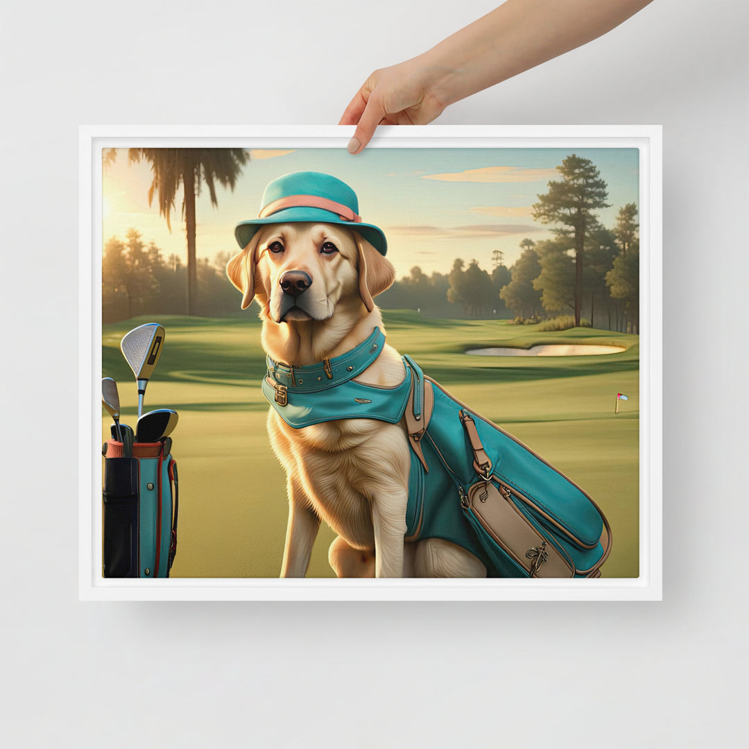 Framed canvas-Labrador Retriever Golfer V12