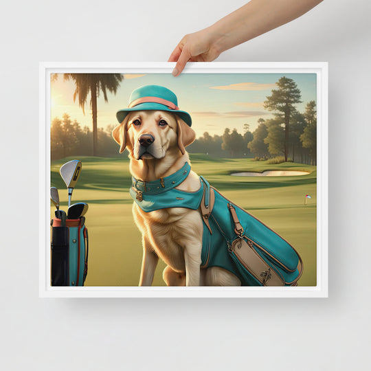 Framed canvas-Labrador Retriever Golfer V12