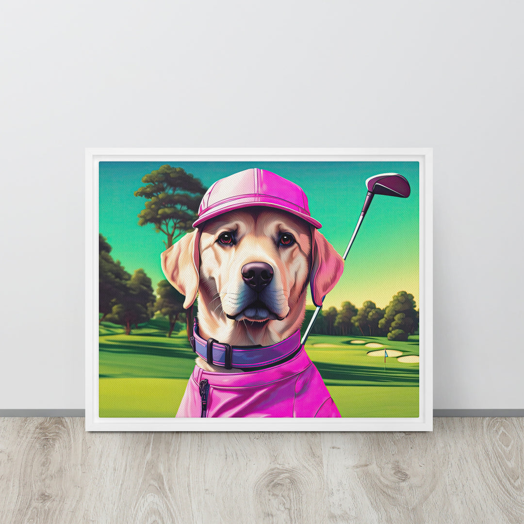 Framed canvas-Labrador Retriever Golfer V16