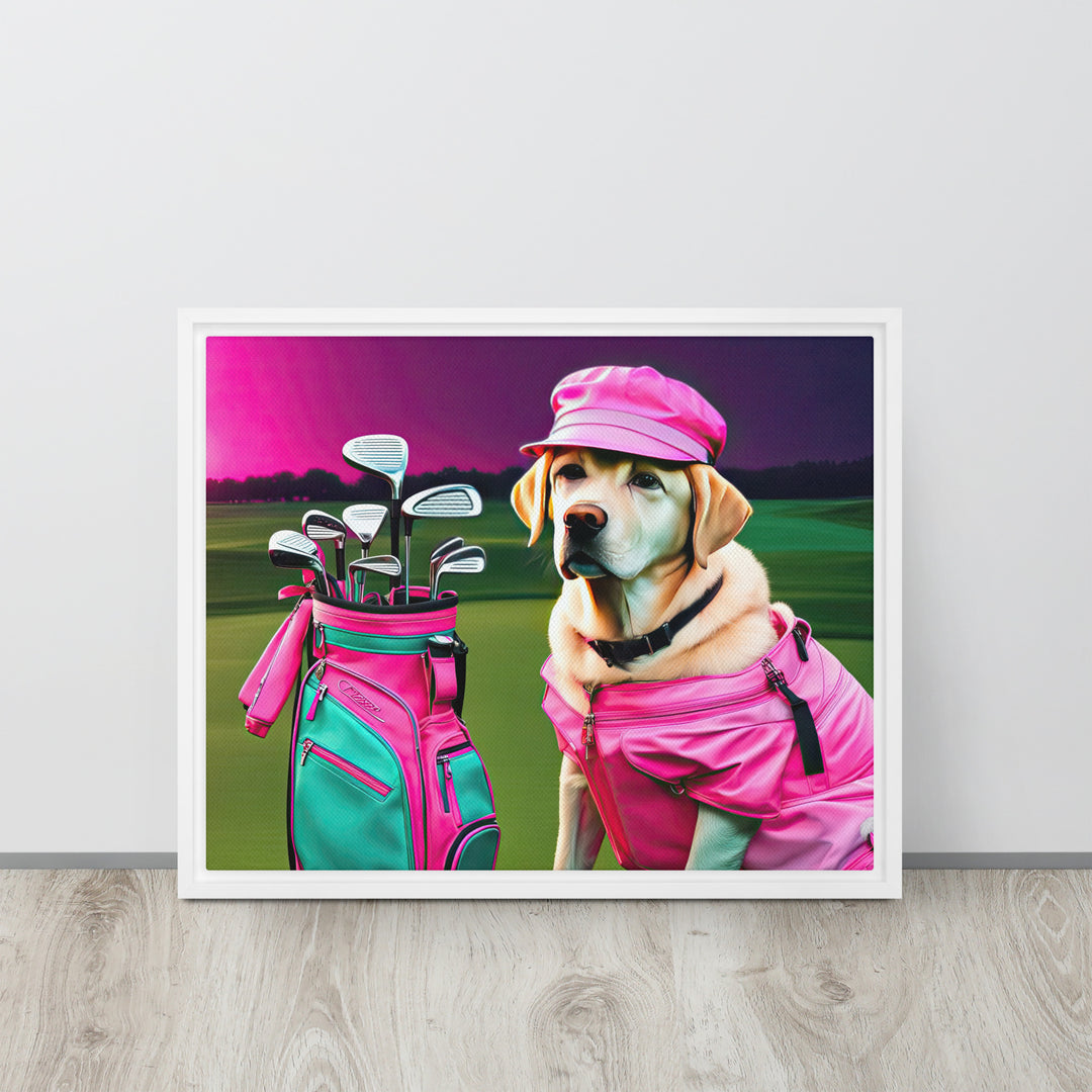 Framed canvas-Labrador Retriever Golfer V17