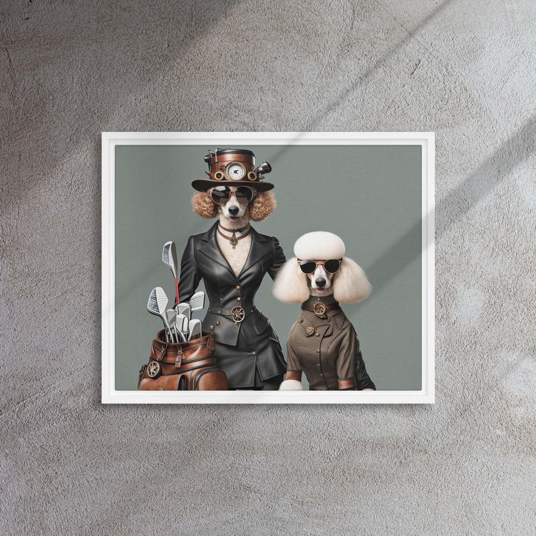 Poodle Golfer- Framed canvas v2