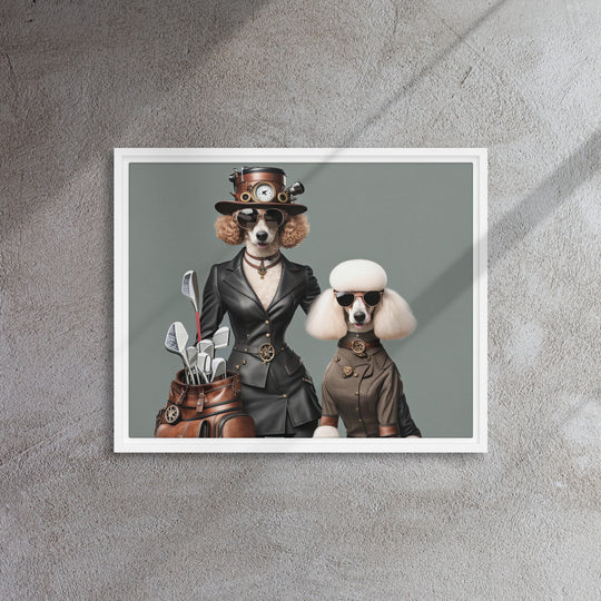 Poodle Golfer- Framed canvas v2