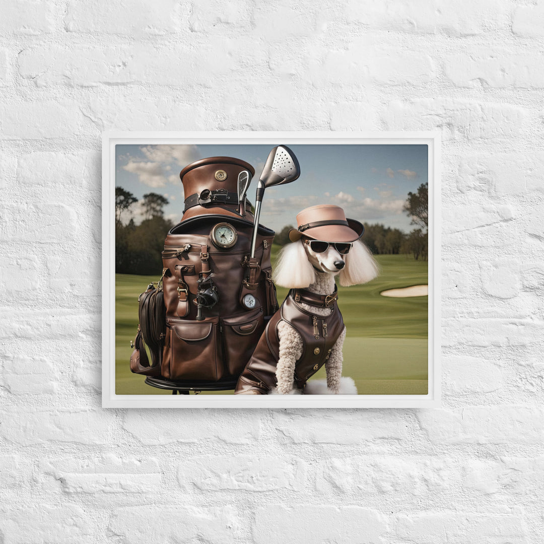 Poodle Golfer- Framed canvas v3