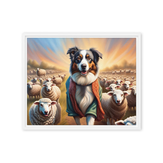 Australian Shepherd- Framed canvas