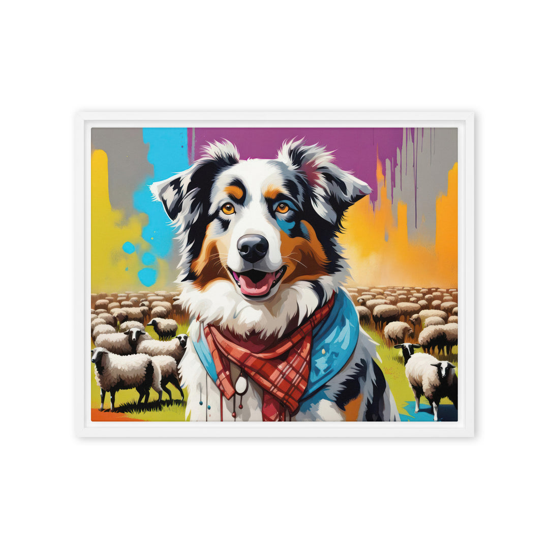 Australian Shepherd- Framed canvas v3