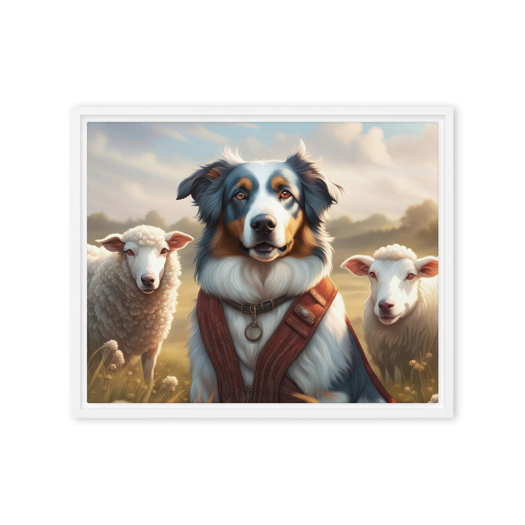 Australian Shepherd- Framed canvas v4