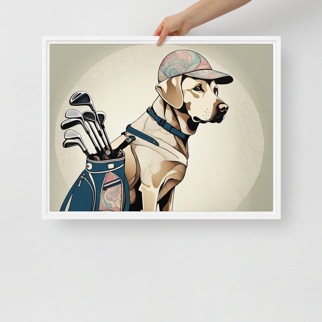 Framed canvas-Labrador Retriever Golfer