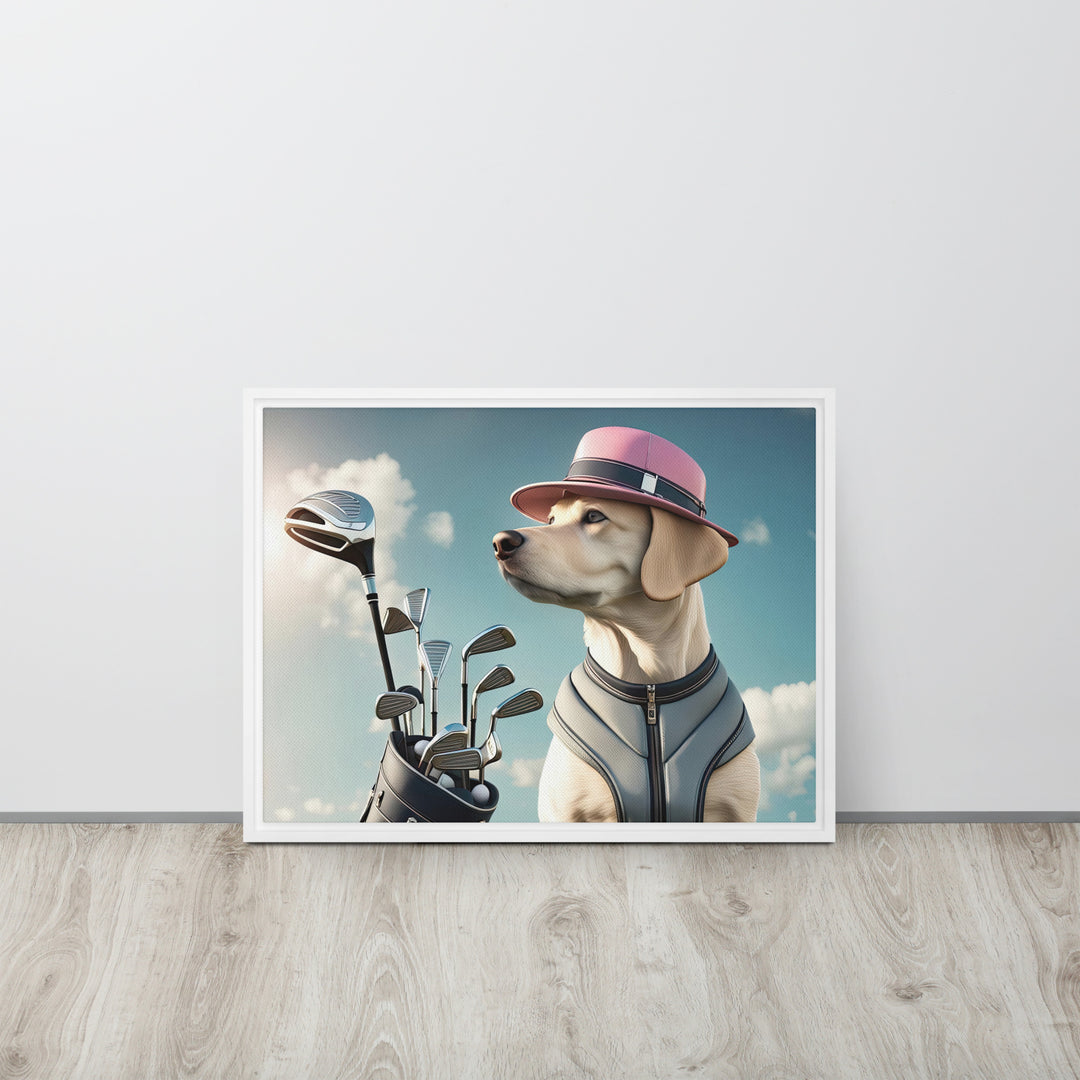 Framed canvas-Labrador Retriever Golfer V4