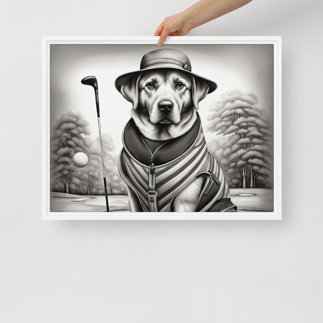 Framed canvas-Labrador Retriever Golfer V7