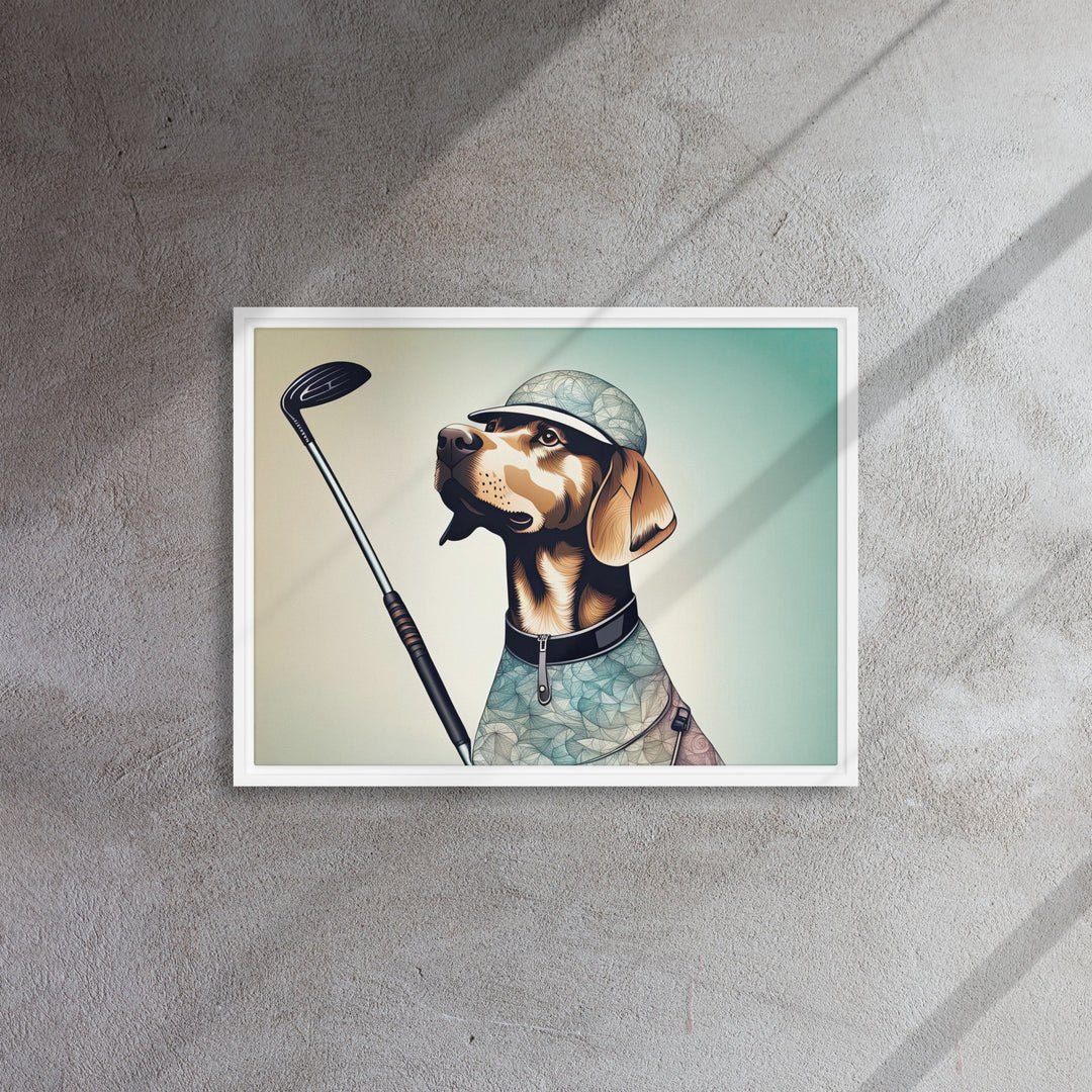 Framed canvas-Labrador Retriever Golfer V8