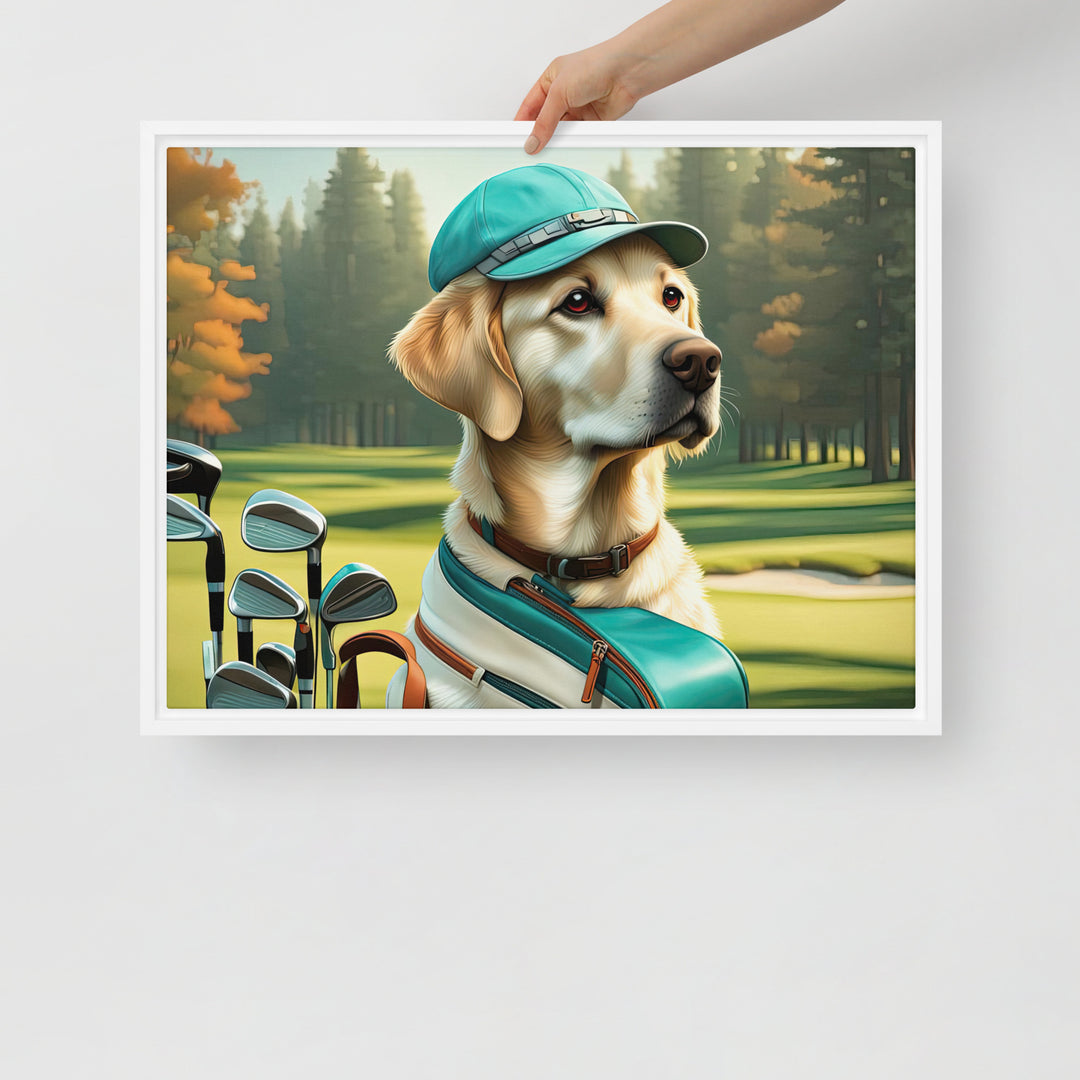 Framed canvas-Labrador Retriever Golfer V10