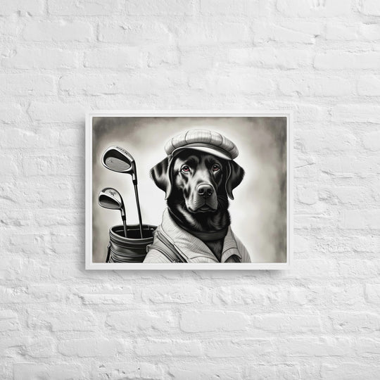 Framed canvas-Labrador Retriever Golfer V11