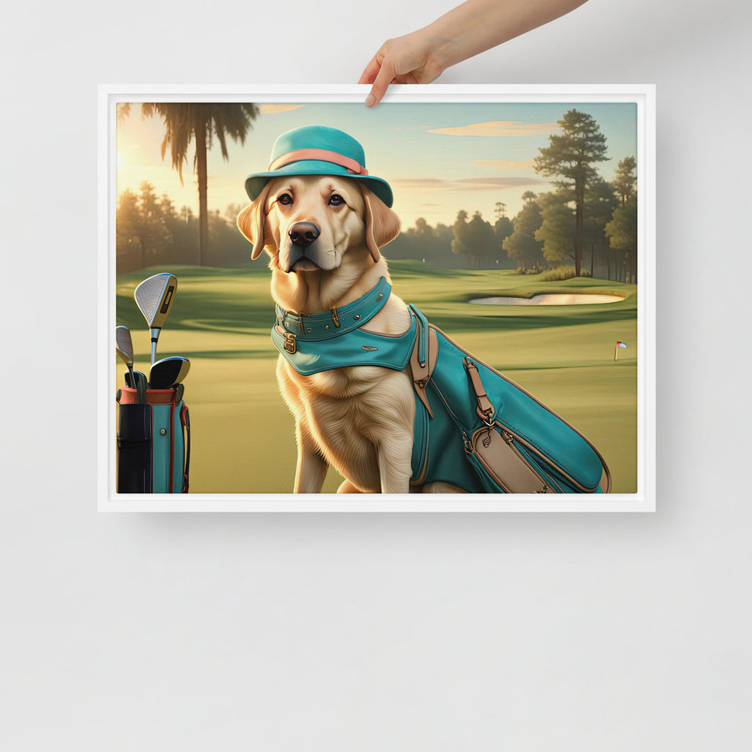 Framed canvas-Labrador Retriever Golfer V12