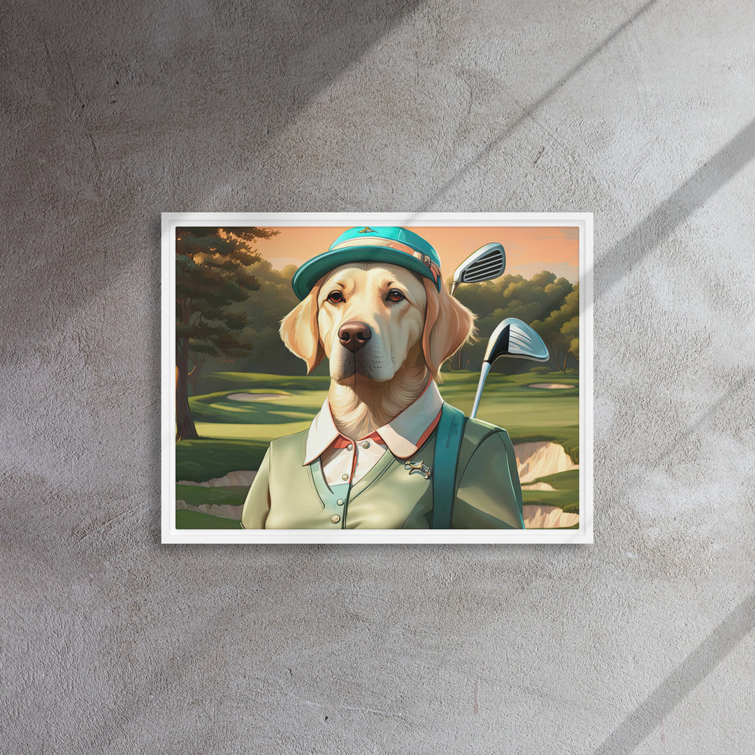 Framed canvas-Labrador Retriever Golfer V14