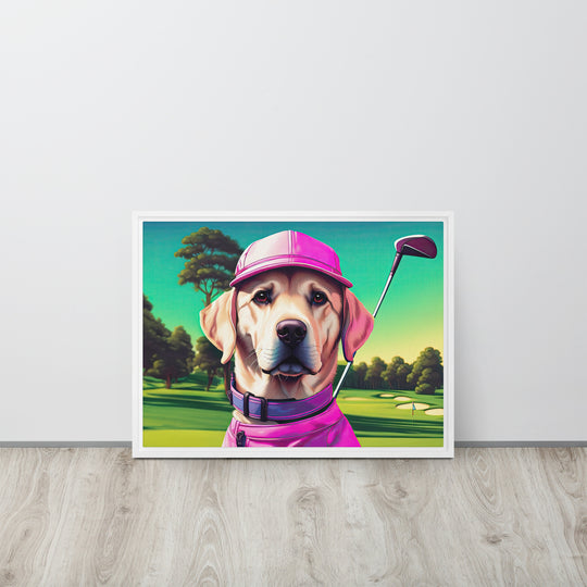 Framed canvas-Labrador Retriever Golfer V16