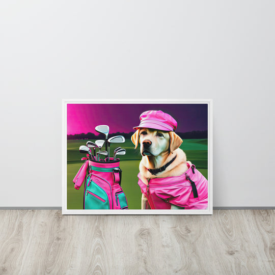 Framed canvas-Labrador Retriever Golfer V17