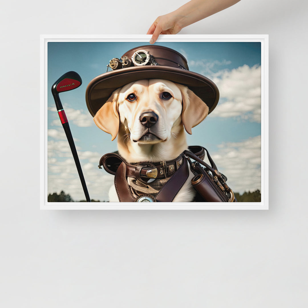 Framed canvas-Labrador Retriever Golfer V20