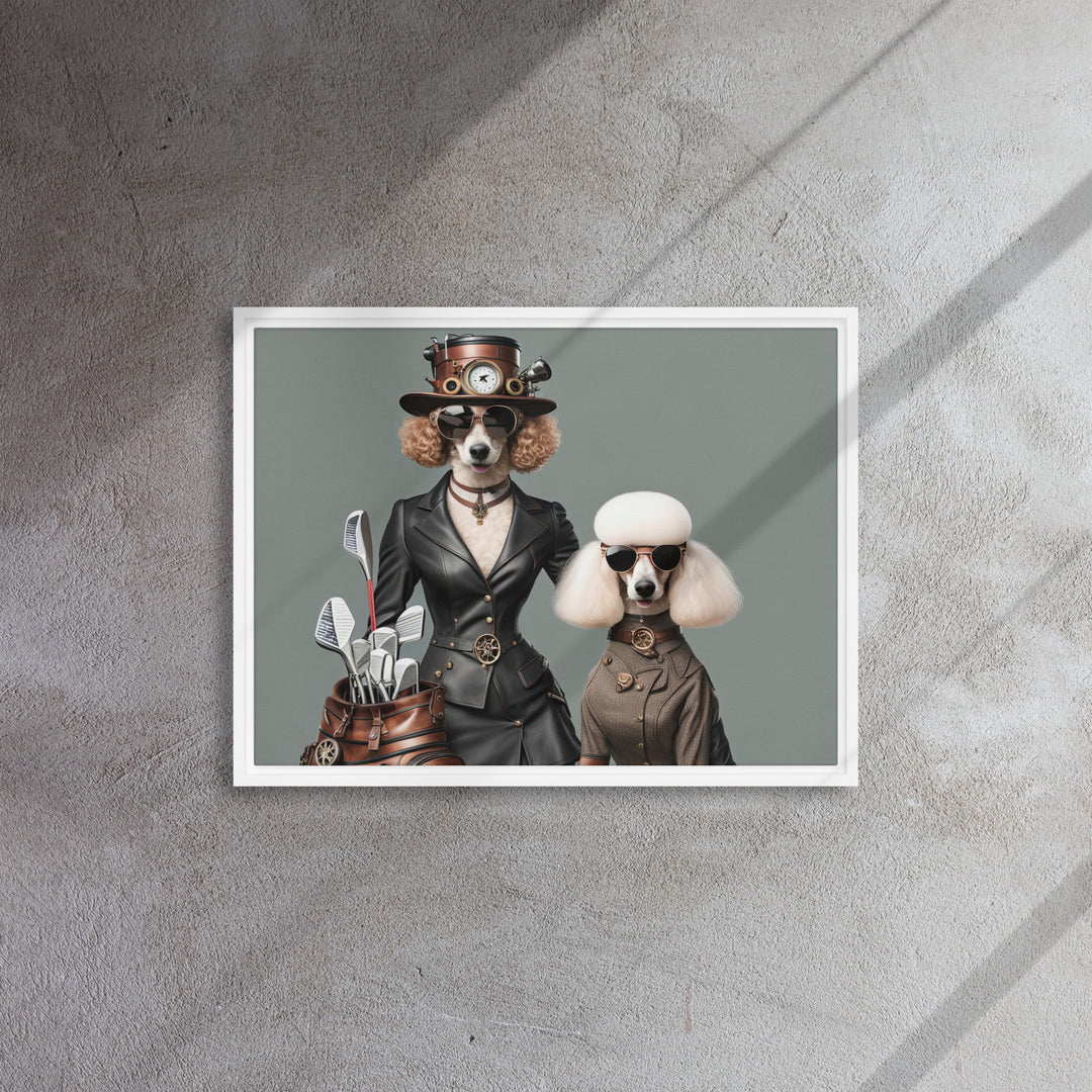 Poodle Golfer- Framed canvas v2