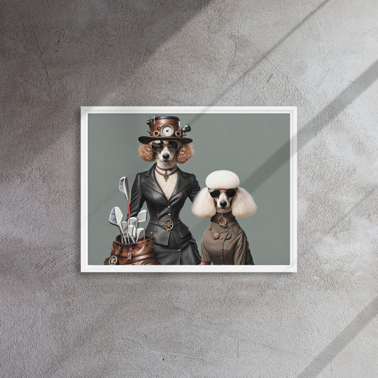Poodle Golfer- Framed canvas v2